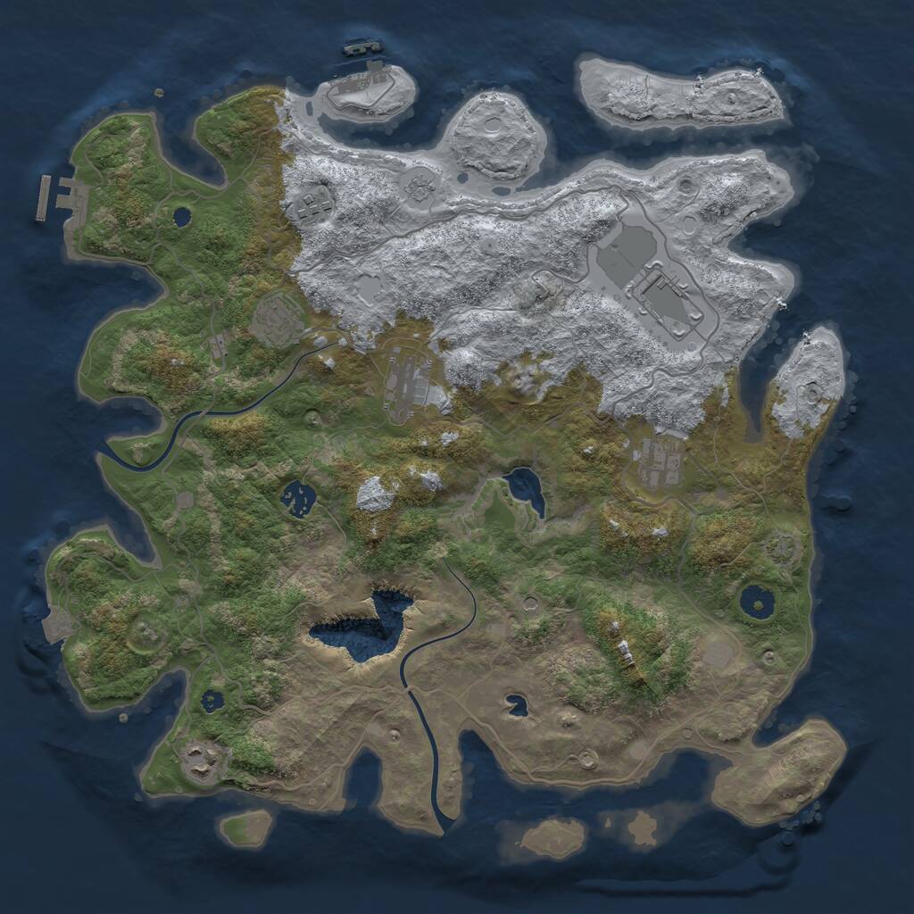 Rust Map: Procedural Map, Size: 4000, Seed: 1436344105, 13 Monuments