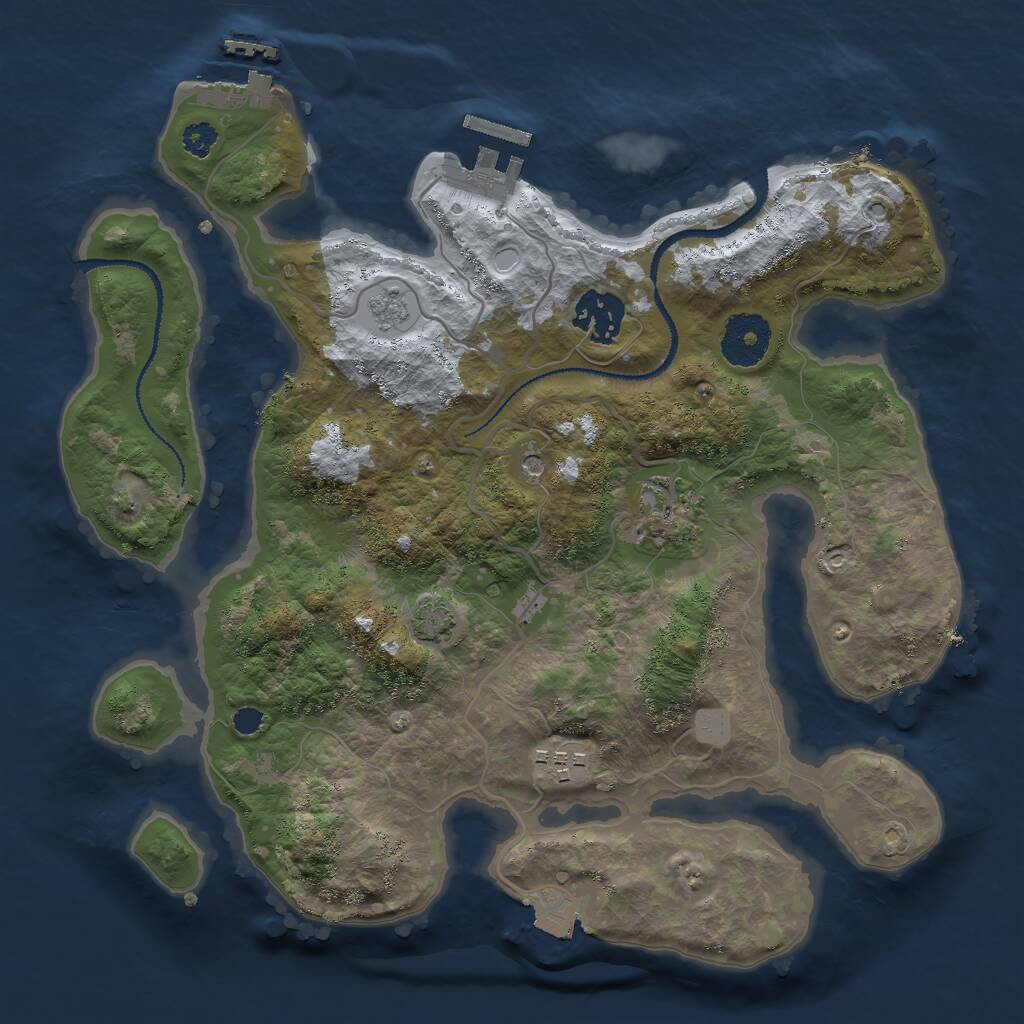 Rust Map: Procedural Map, Size: 3000, Seed: 90888652, 9 Monuments