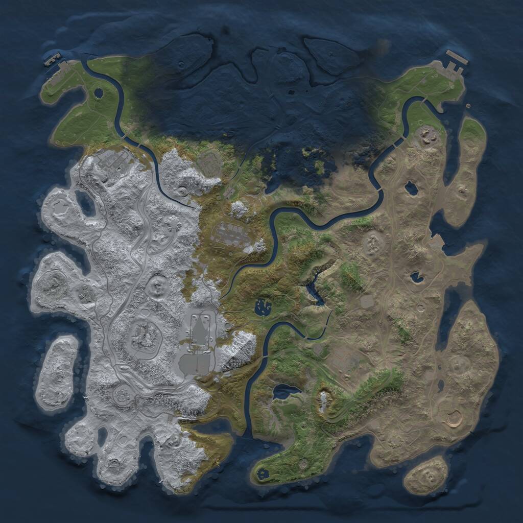 Rust Map: Procedural Map, Size: 4500, Seed: 1017226007, 17 Monuments