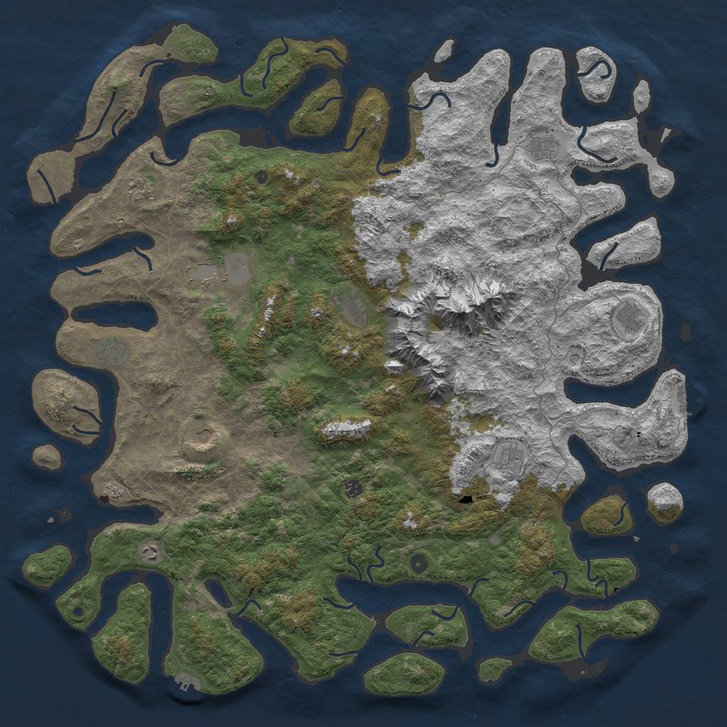 Rust Map: Procedural Map, Size: 6000, Seed: 7031990, 19 Monuments