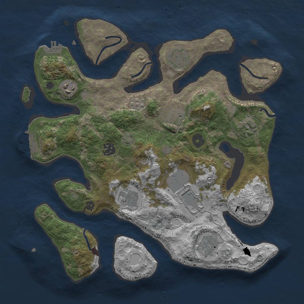 Rust Map: Procedural Map, Size: 3500, Seed: 64891547, 17 Monuments