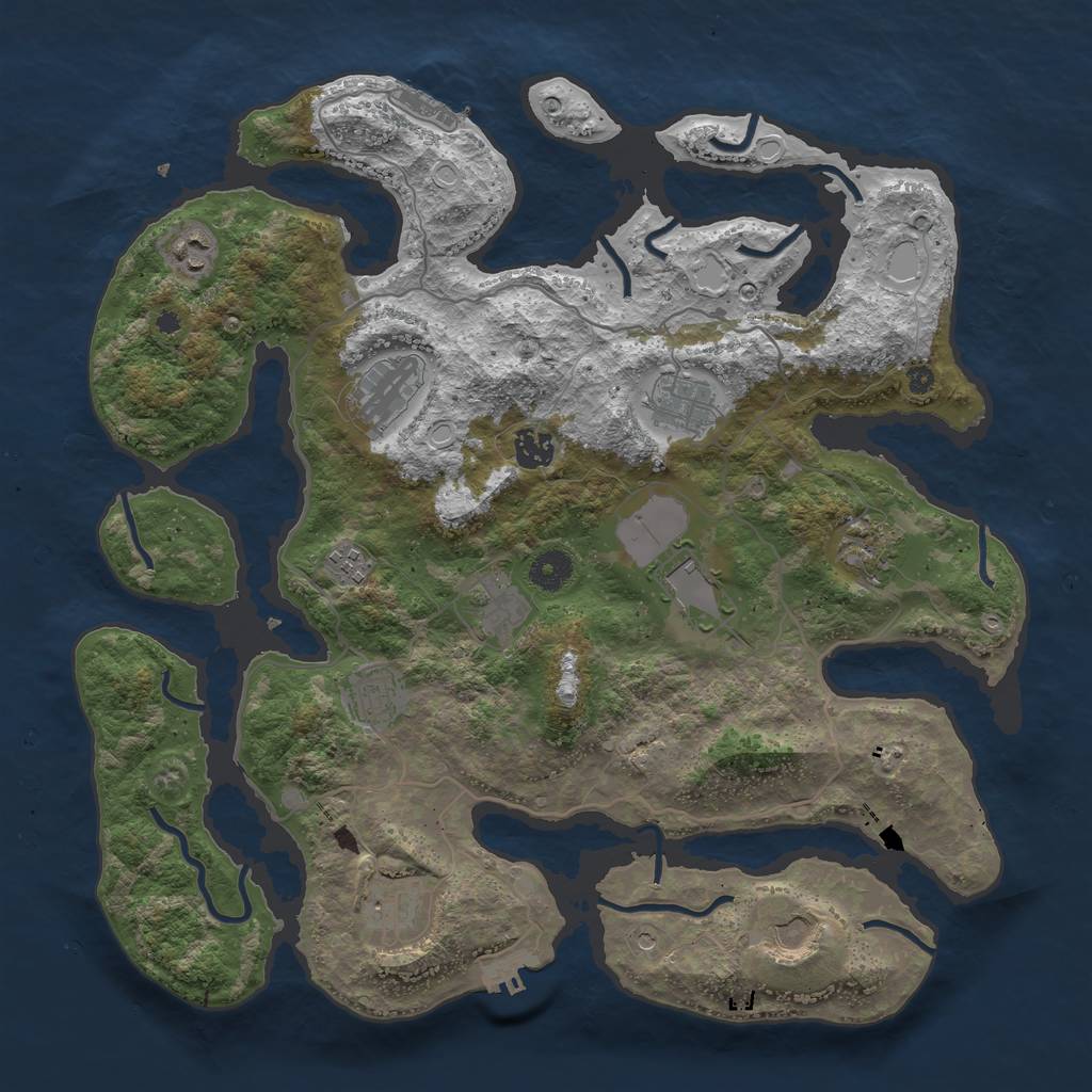 Rust Map: Procedural Map, Size: 4000, Seed: 542952109, 19 Monuments