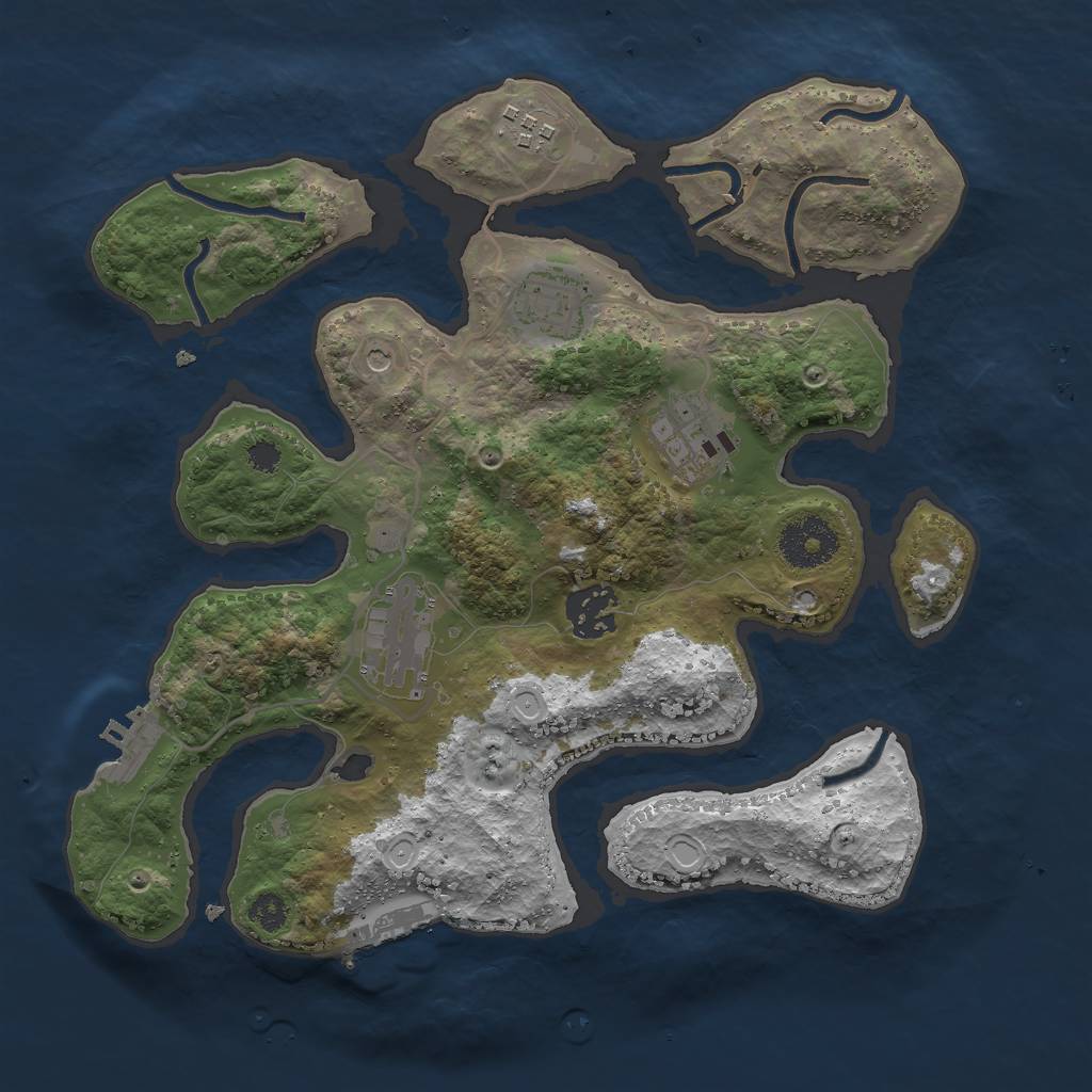 Rust Map: Procedural Map, Size: 3000, Seed: 2099479325, 13 Monuments