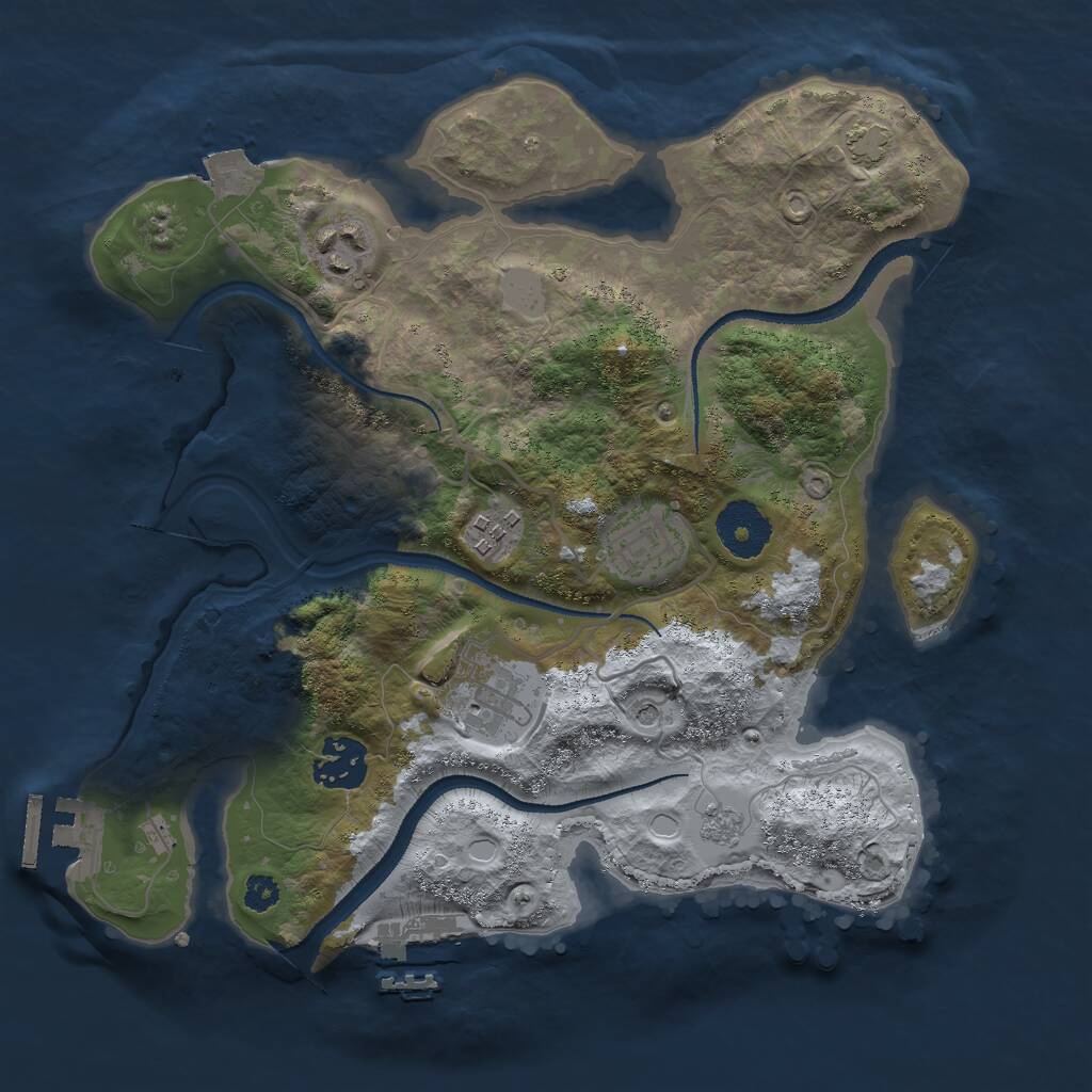 Rust Map: Procedural Map, Size: 3000, Seed: 2099479325, 11 Monuments