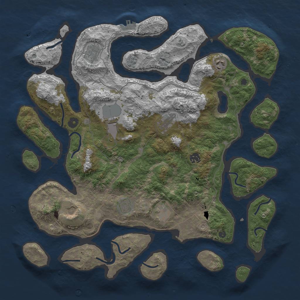 Rust Map: Procedural Map, Size: 4255, Seed: 777418, 16 Monuments