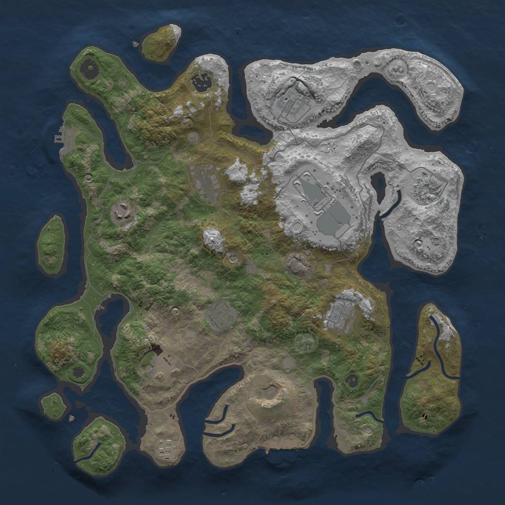 Rust Map: Procedural Map, Size: 4000, Seed: 1941432825, 19 Monuments