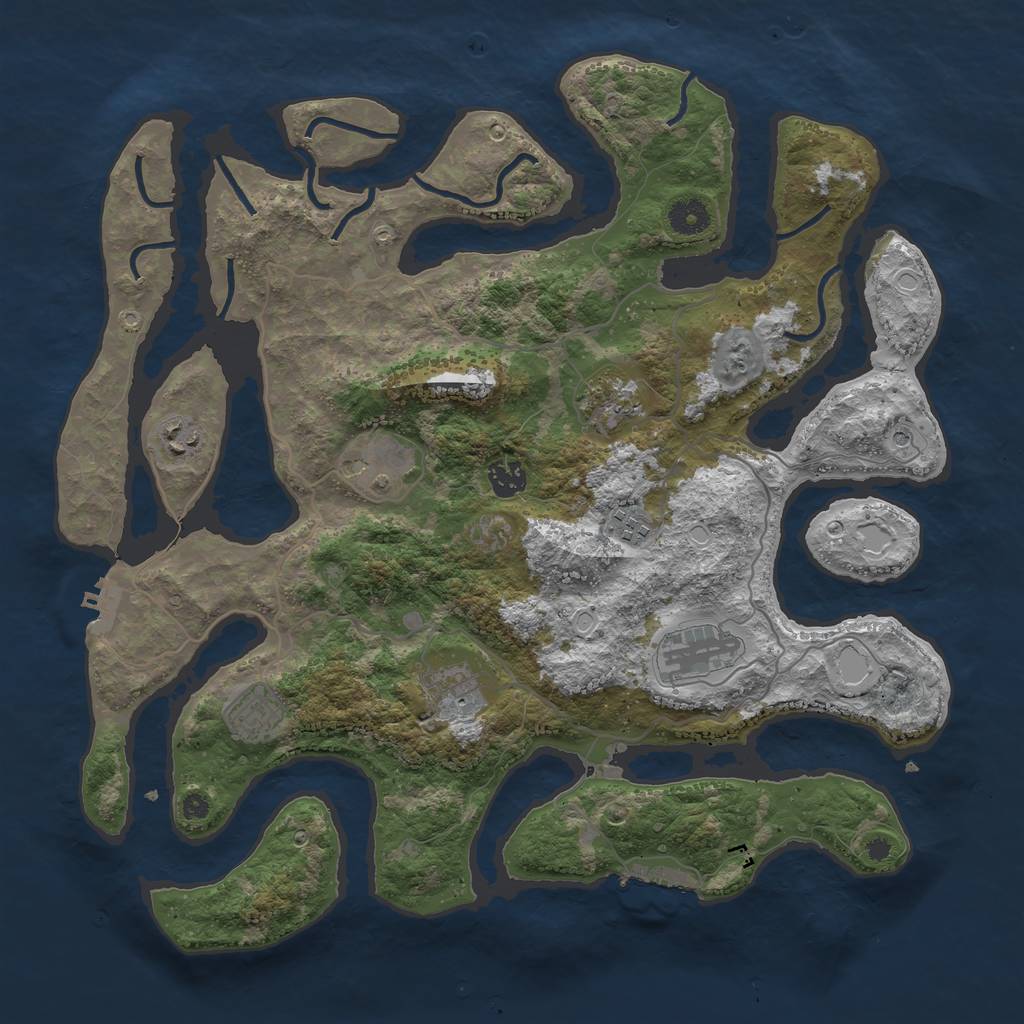 Rust Map: Procedural Map, Size: 4000, Seed: 736374, 16 Monuments