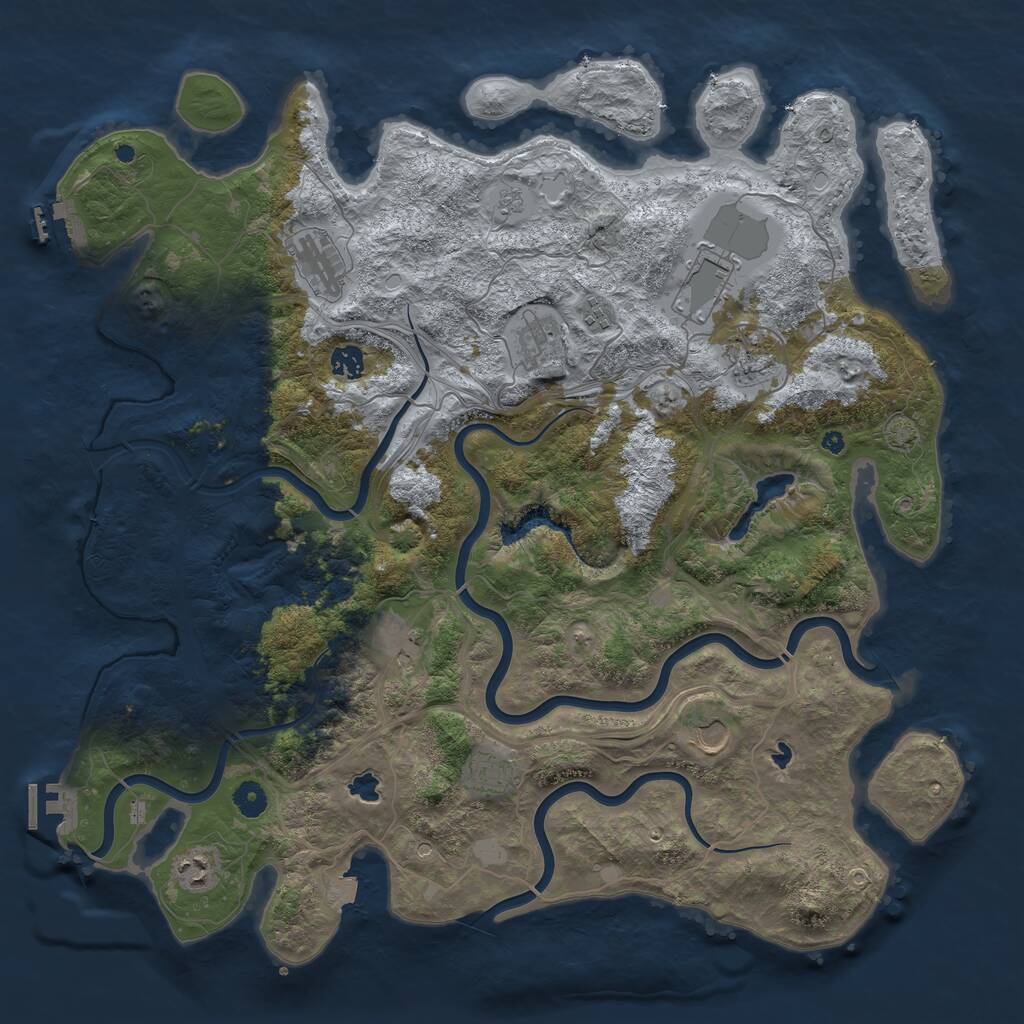 Rust Map: Procedural Map, Size: 4500, Seed: 1491853947, 16 Monuments