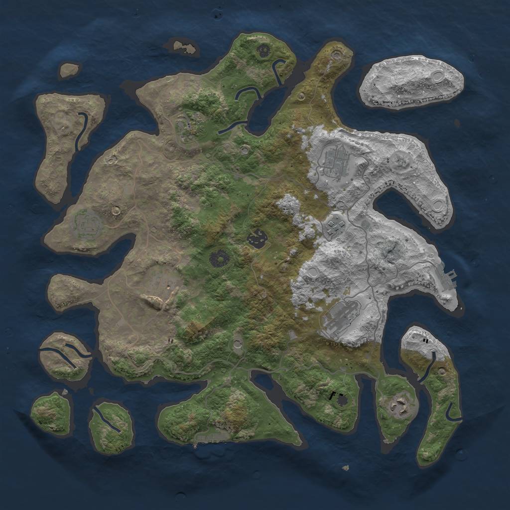 Rust Map: Procedural Map, Size: 4000, Seed: 32329572, 16 Monuments