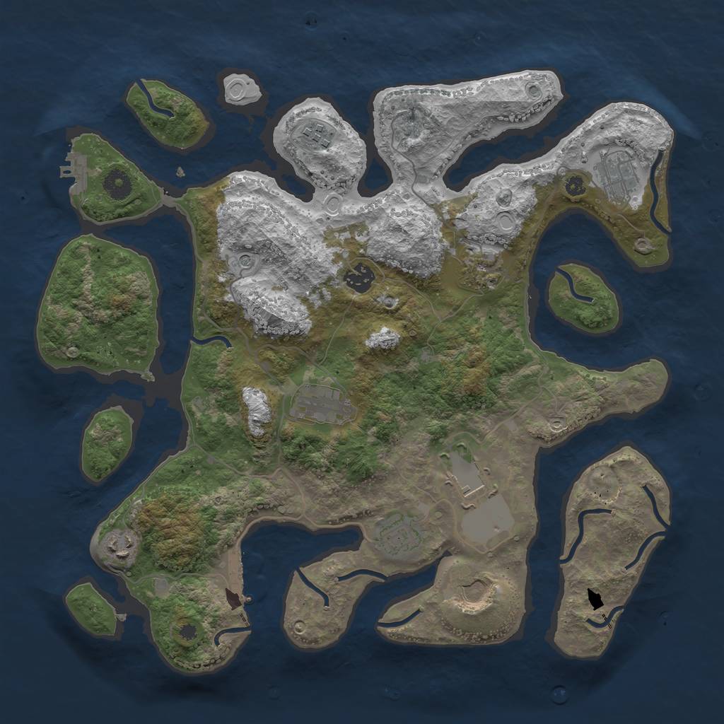 Rust Map: Procedural Map, Size: 3775, Seed: 1, 17 Monuments