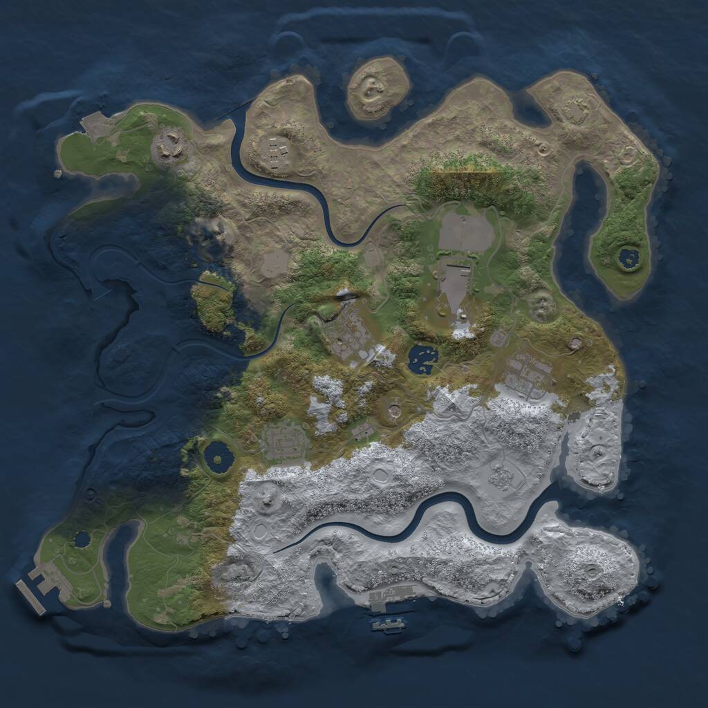 Rust Map: Procedural Map, Size: 3500, Seed: 2099479325, 13 Monuments