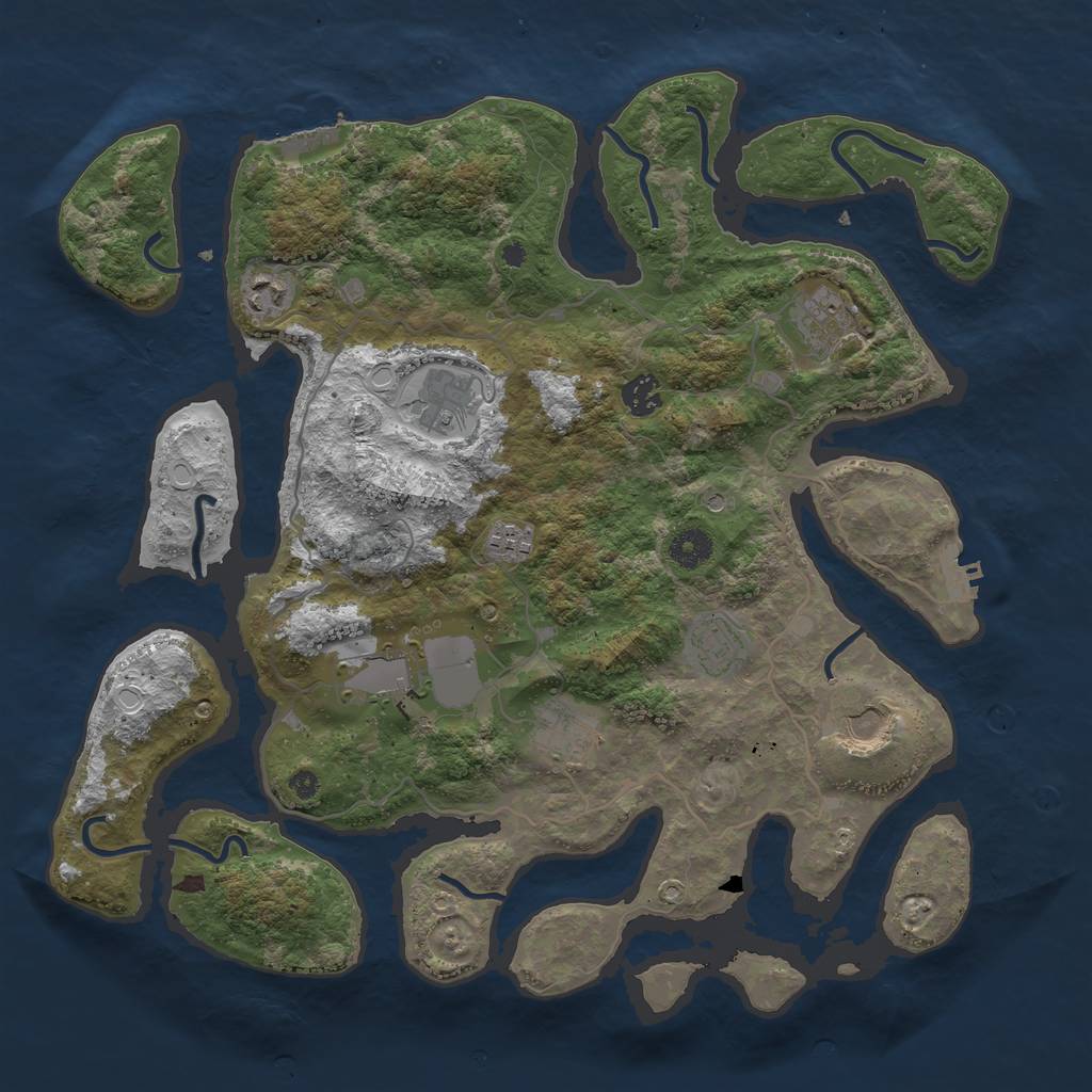 Rust Map: Procedural Map, Size: 4000, Seed: 23118, 17 Monuments