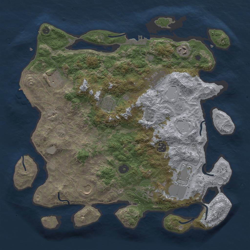 Rust Map: Procedural Map, Size: 3850, Seed: 531038928, 18 Monuments