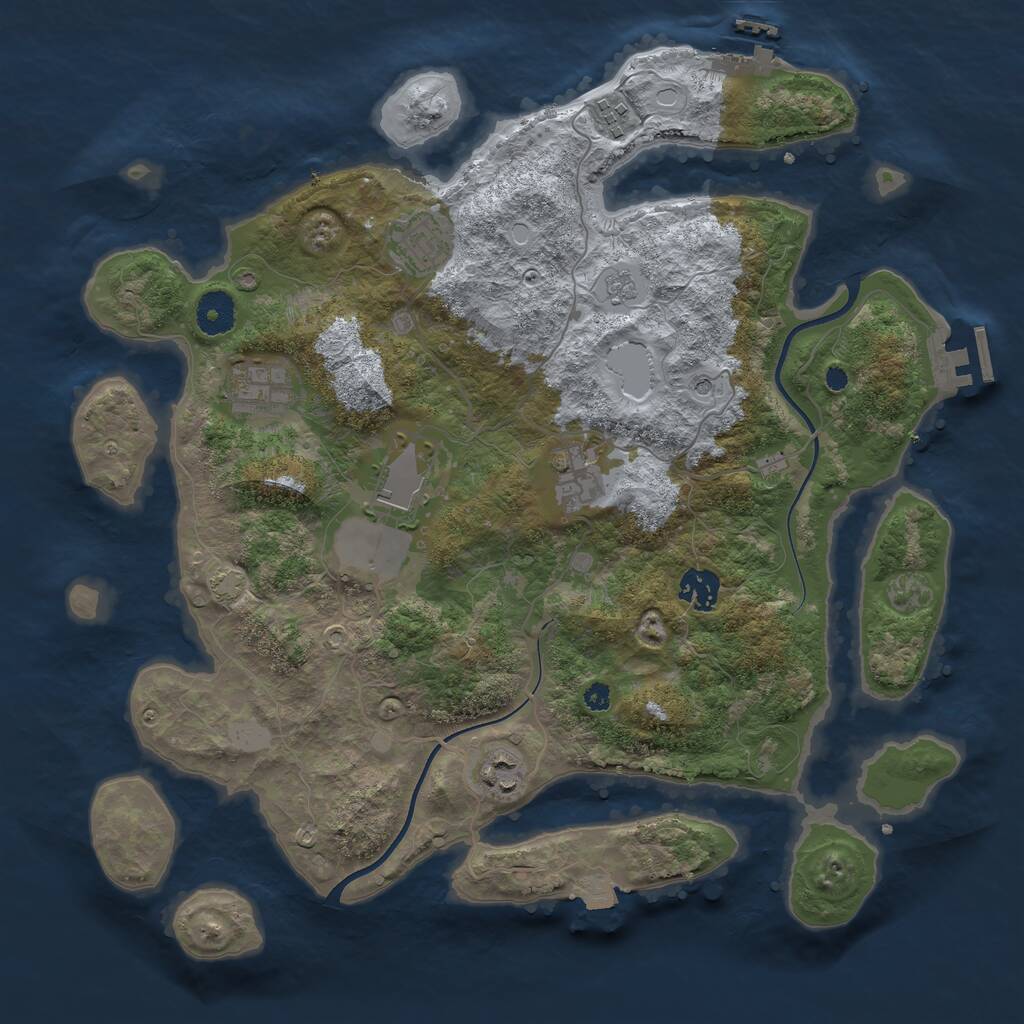 Rust Map: Procedural Map, Size: 3700, Seed: 765594754, 13 Monuments