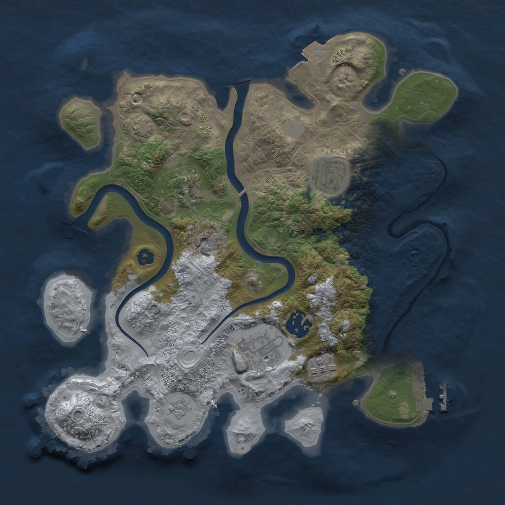 Rust Map: Procedural Map, Size: 3000, Seed: 2425225, 9 Monuments