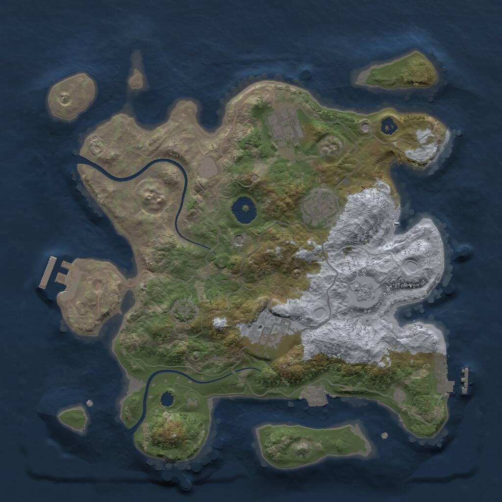 Rust Map: Procedural Map, Size: 3000, Seed: 419252, 9 Monuments