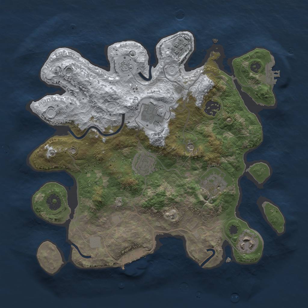 Rust Map: Procedural Map, Size: 3000, Seed: 350142, 15 Monuments