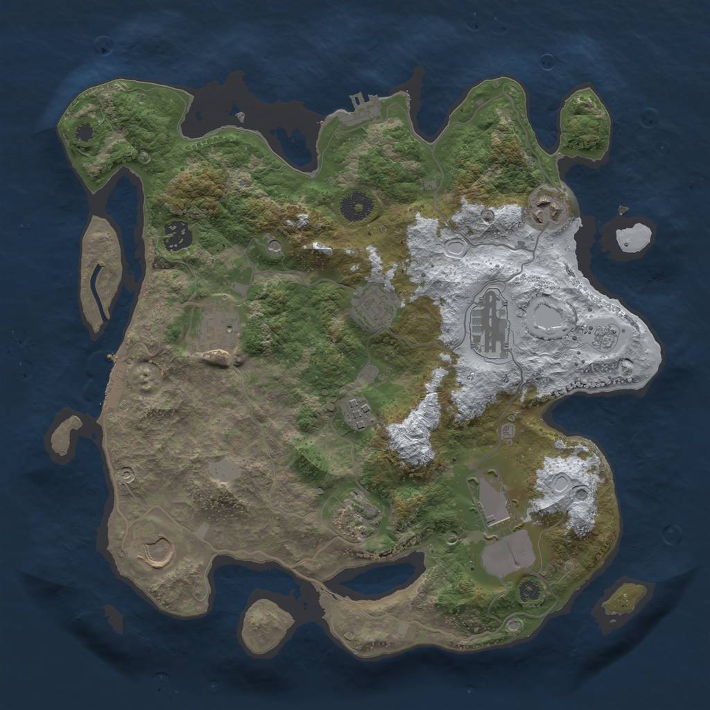 Rust Map: Procedural Map, Size: 3500, Seed: 8465388, 18 Monuments