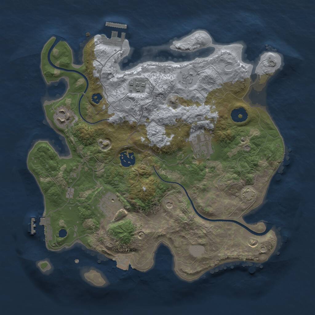 Rust Map: Procedural Map, Size: 3000, Seed: 889626, 11 Monuments