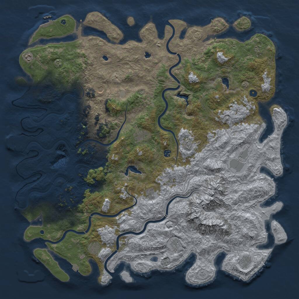 Rust Map: Procedural Map, Size: 6000, Seed: 66774348, 17 Monuments