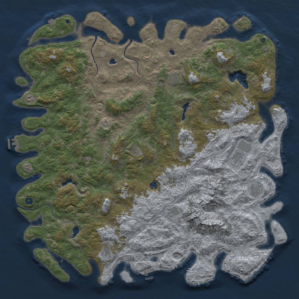 Rust Map: Procedural Map, Size: 6000, Seed: 66774348, 17 Monuments
