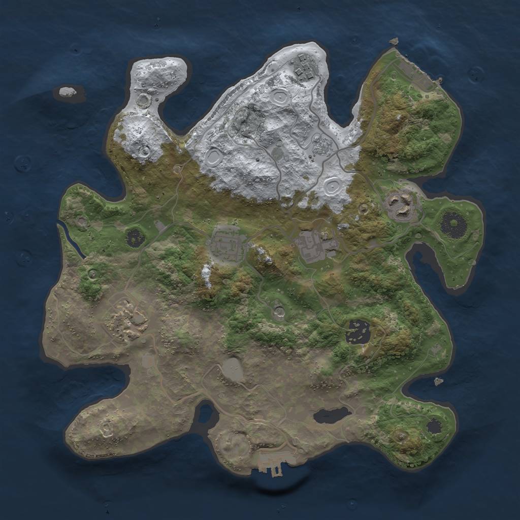 Rust Map: Procedural Map, Size: 3000, Seed: 847335, 15 Monuments