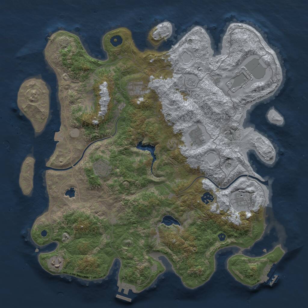 Rust Map: Procedural Map, Size: 4000, Seed: 2035, 13 Monuments