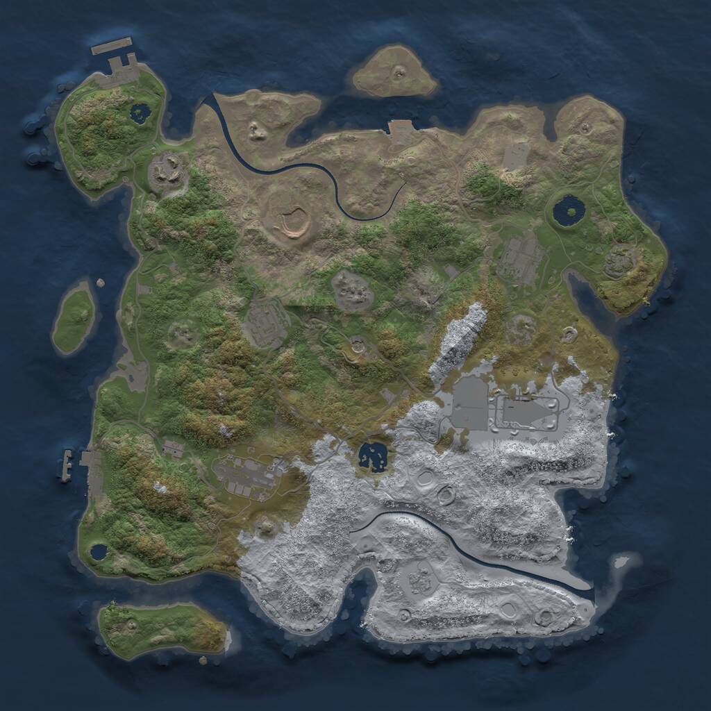 Rust Map: Procedural Map, Size: 3500, Seed: 213590442, 13 Monuments