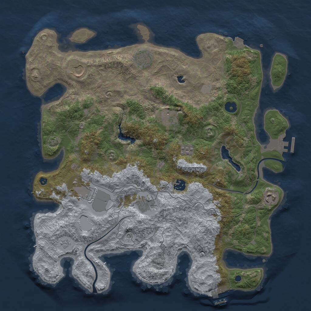 Rust Map: Procedural Map, Size: 4000, Seed: 822064413, 14 Monuments