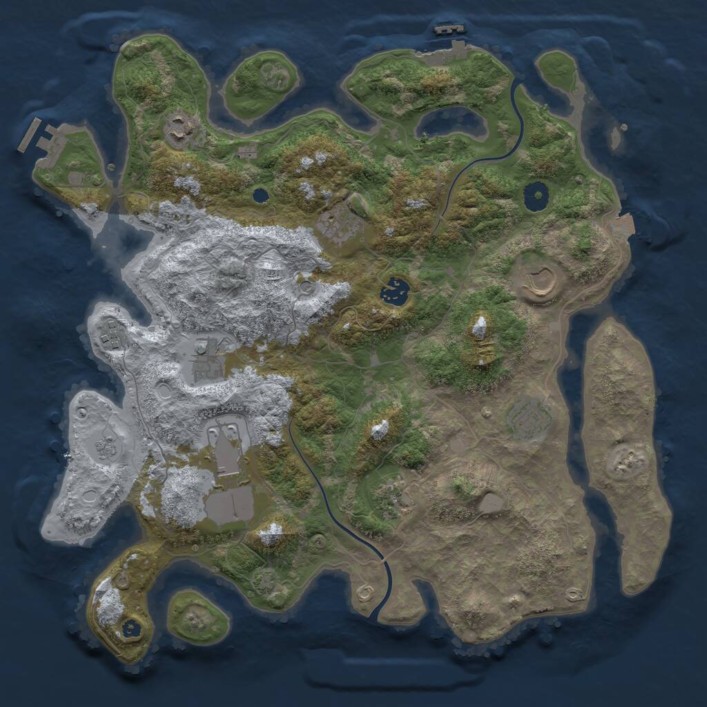 Rust Map: Procedural Map, Size: 3800, Seed: 1900, 15 Monuments