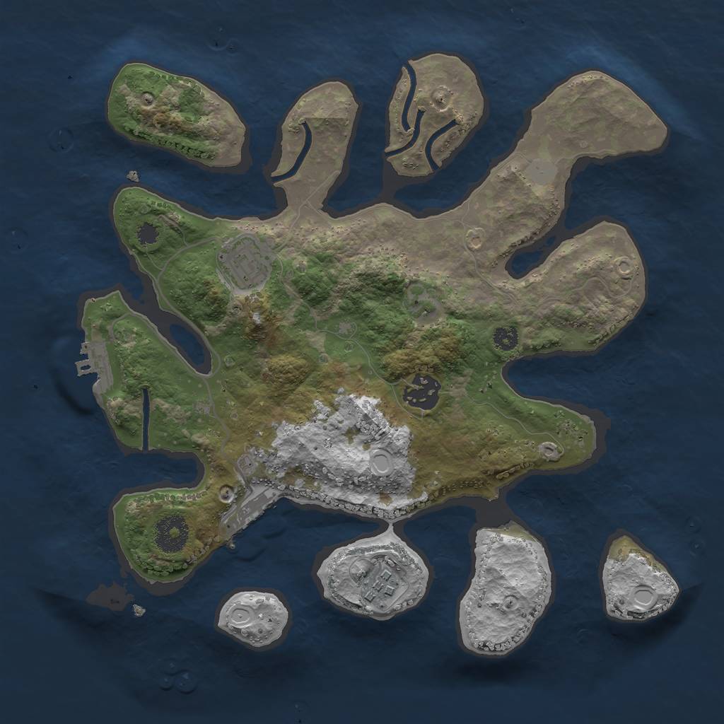 Rust Map: Procedural Map, Size: 3000, Seed: 198690, 10 Monuments