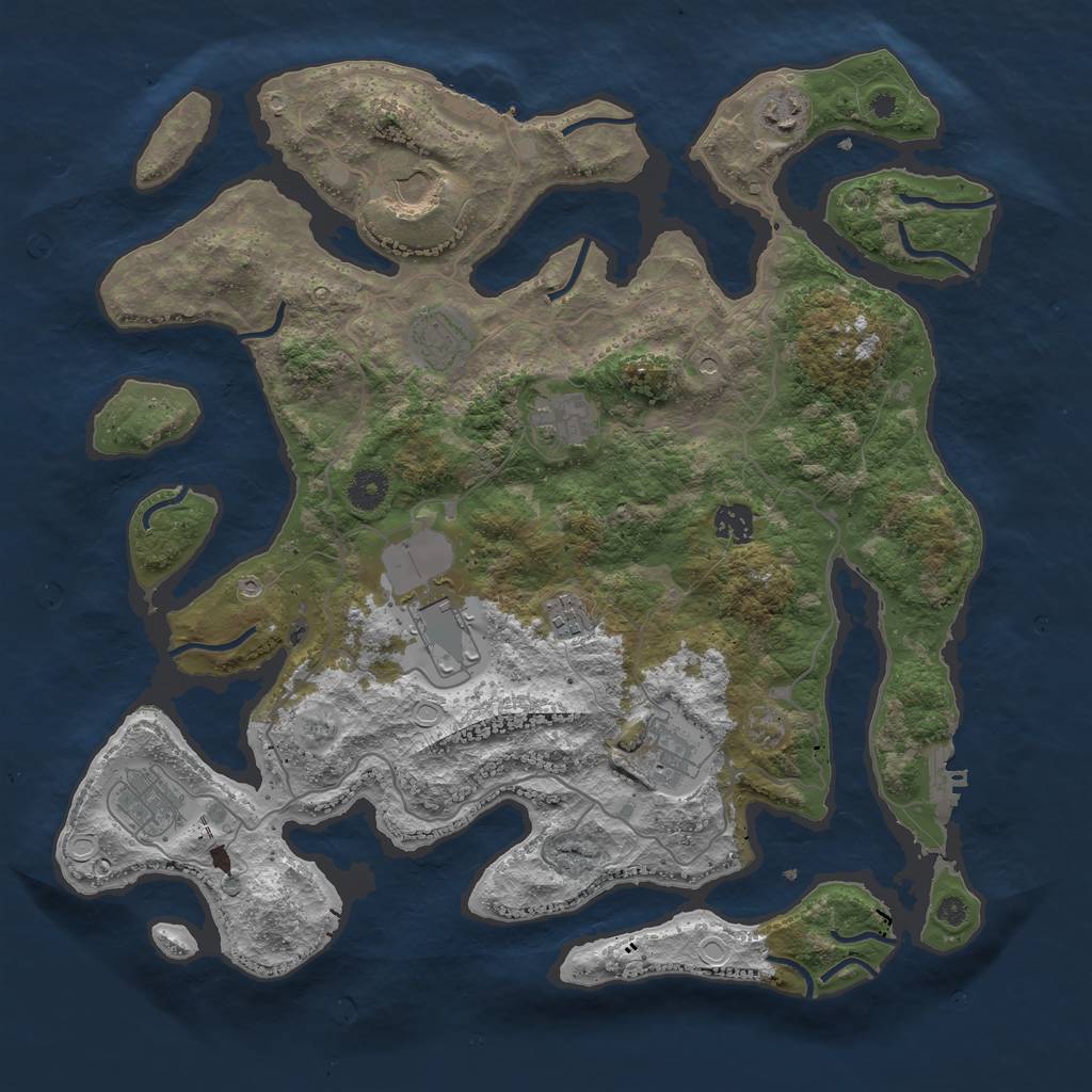 Rust Map: Procedural Map, Size: 4000, Seed: 121637846, 17 Monuments