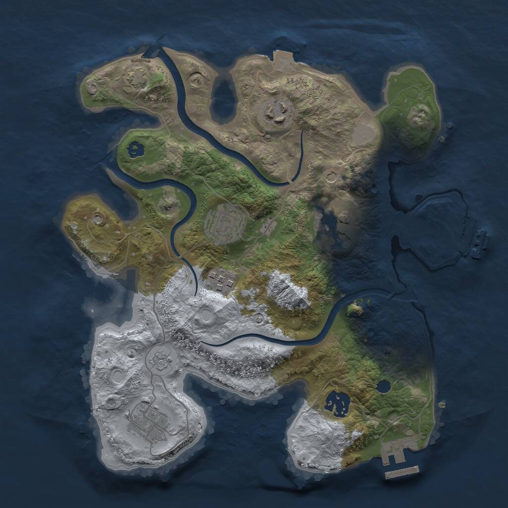 Rust Map: Procedural Map, Size: 3000, Seed: 961659, 12 Monuments