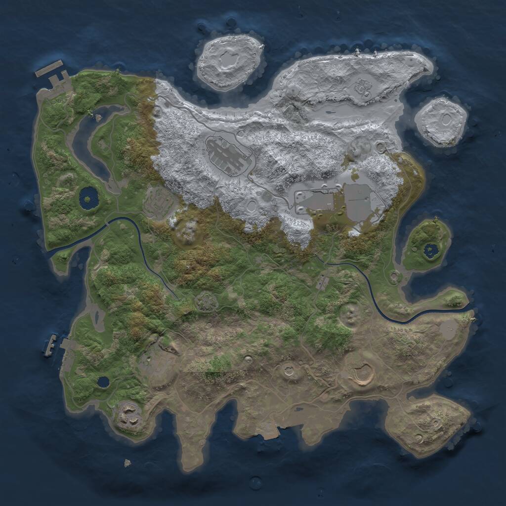 Rust Map: Procedural Map, Size: 3500, Seed: 755012, 12 Monuments