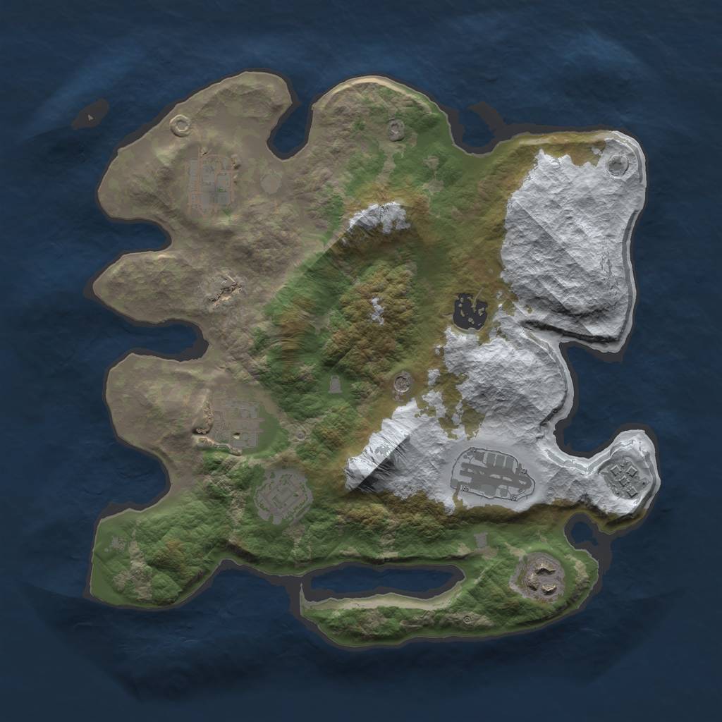 Rust Map: Barren, Size: 3000, Seed: 9876513, 10 Monuments