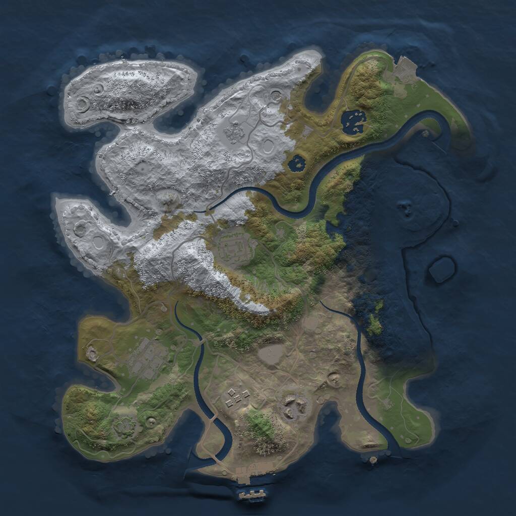 Rust Map: Procedural Map, Size: 3000, Seed: 68670937, 10 Monuments