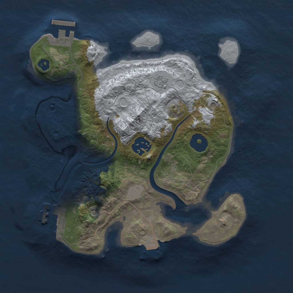 Rust Map: Procedural Map, Size: 2500, Seed: 649942117, 6 Monuments