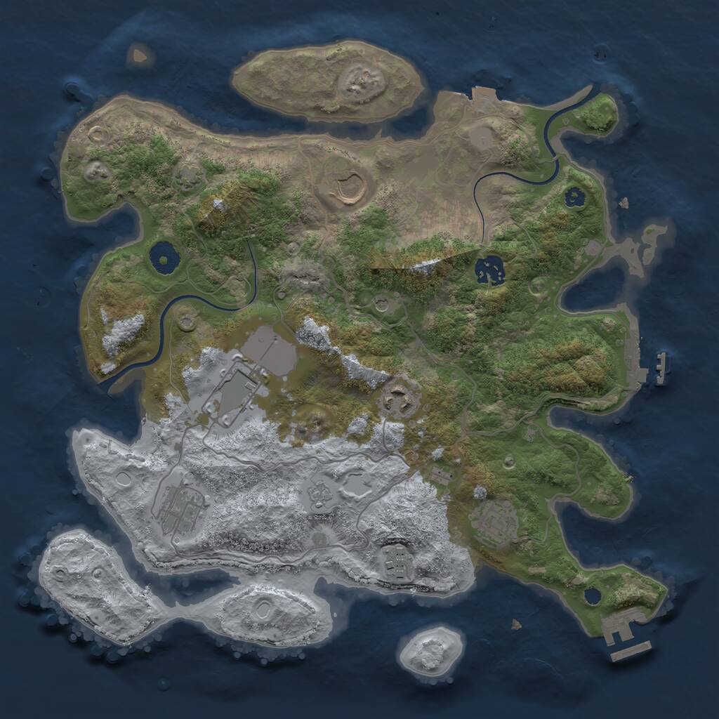 Rust Map: Procedural Map, Size: 3500, Seed: 53421, 13 Monuments