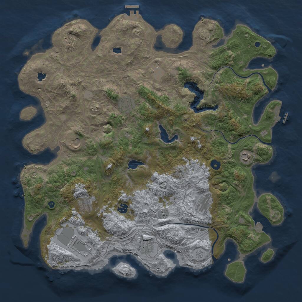 Rust Map: Procedural Map, Size: 4500, Seed: 576161, 17 Monuments