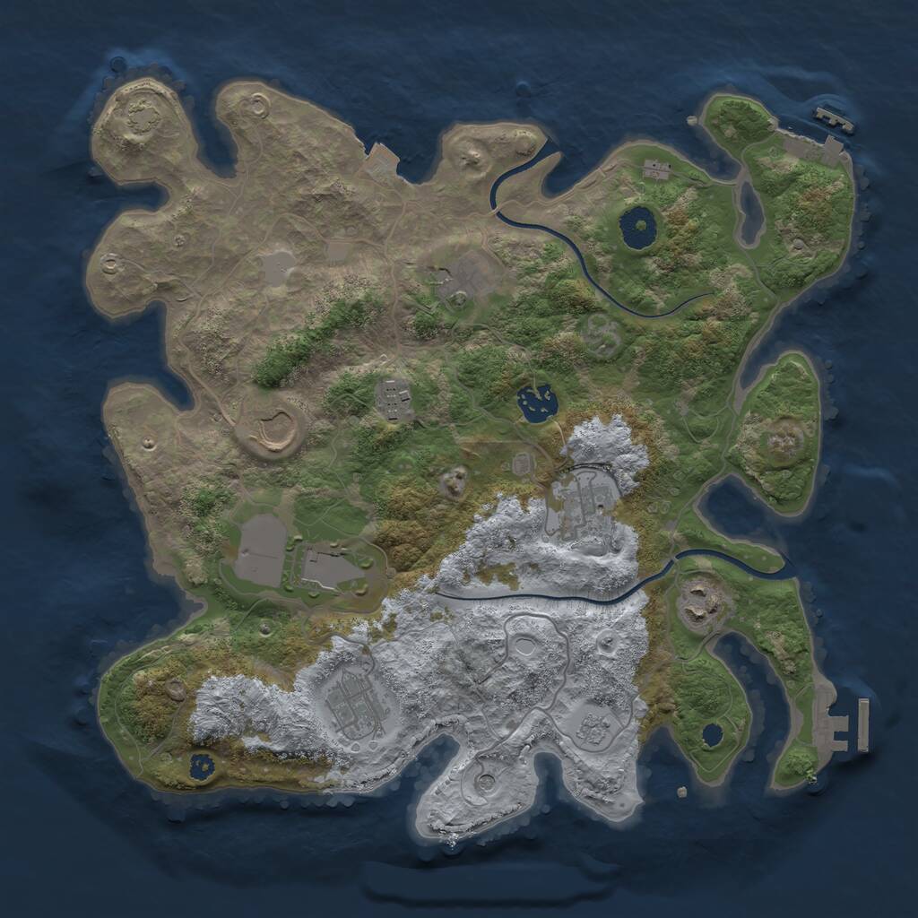 Rust Map: Procedural Map, Size: 3500, Seed: 8500, 14 Monuments