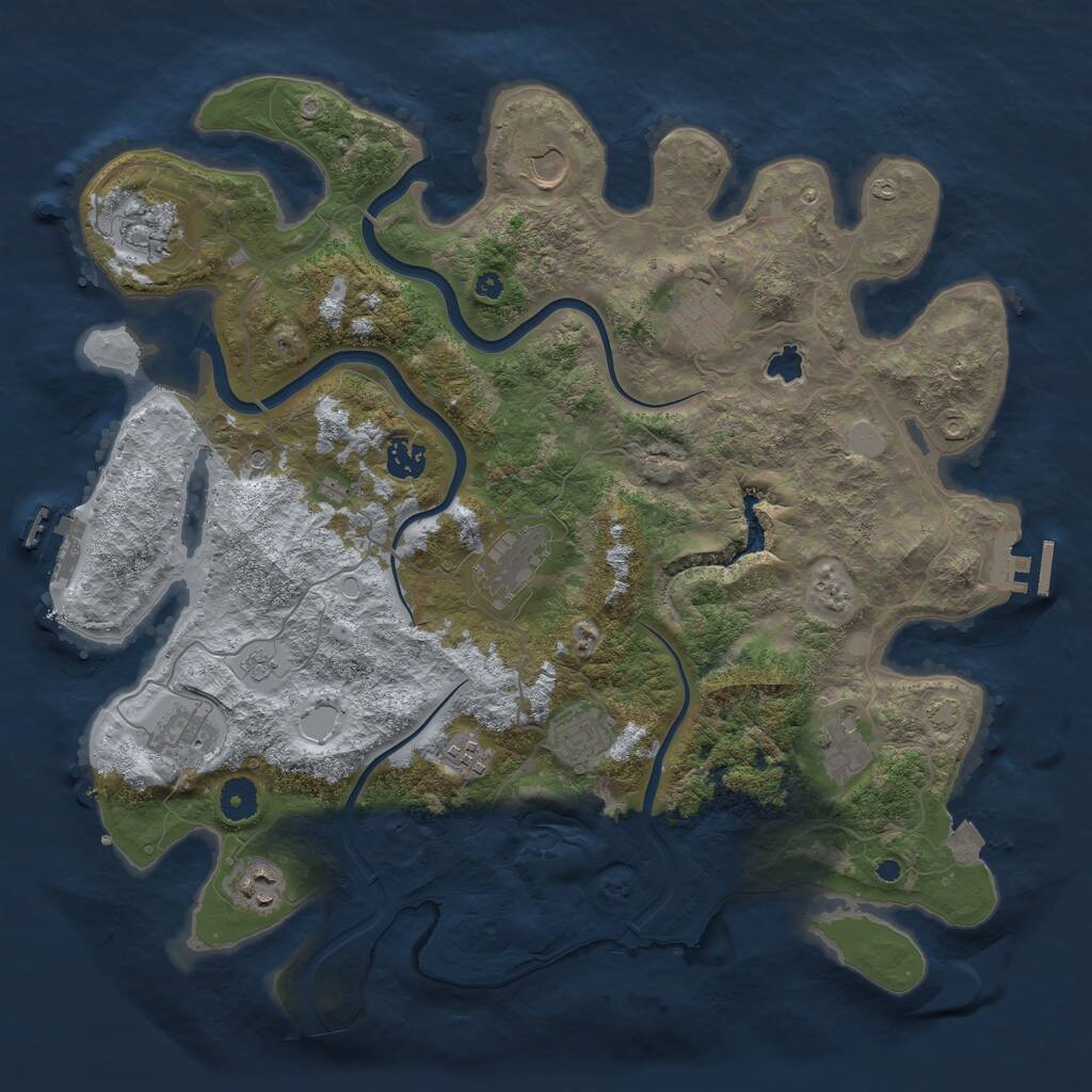 Rust Map: Procedural Map, Size: 4000, Seed: 644676, 16 Monuments