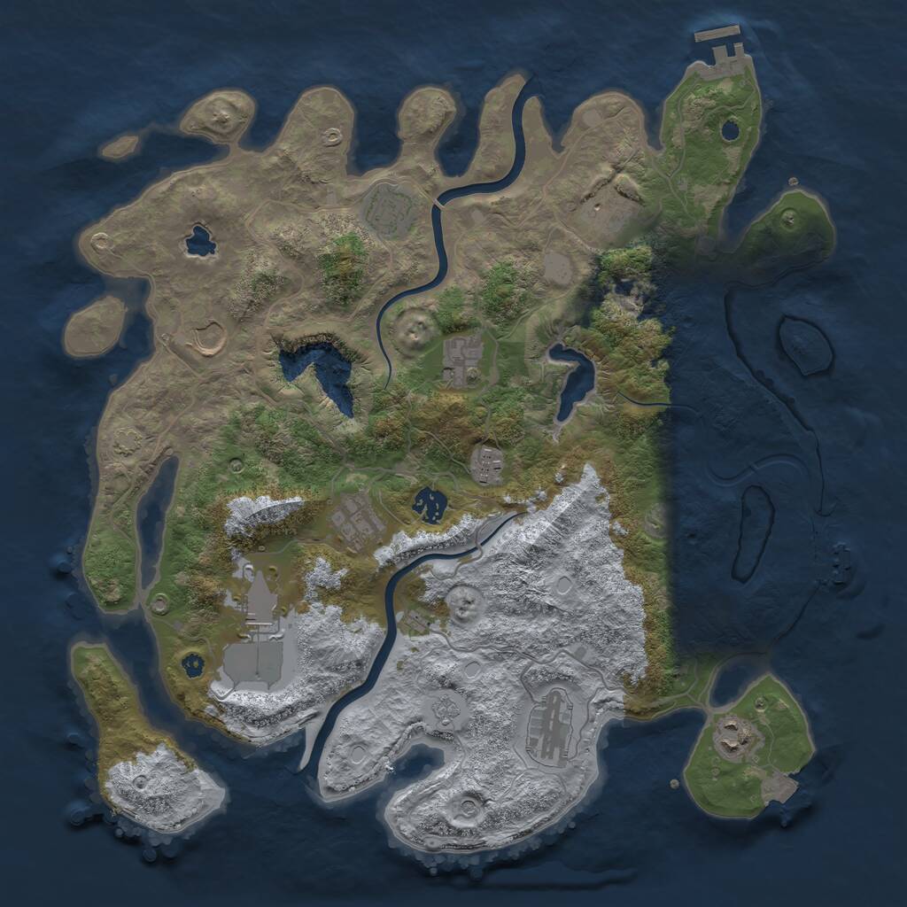 Rust Map: Procedural Map, Size: 4000, Seed: 242223397, 16 Monuments