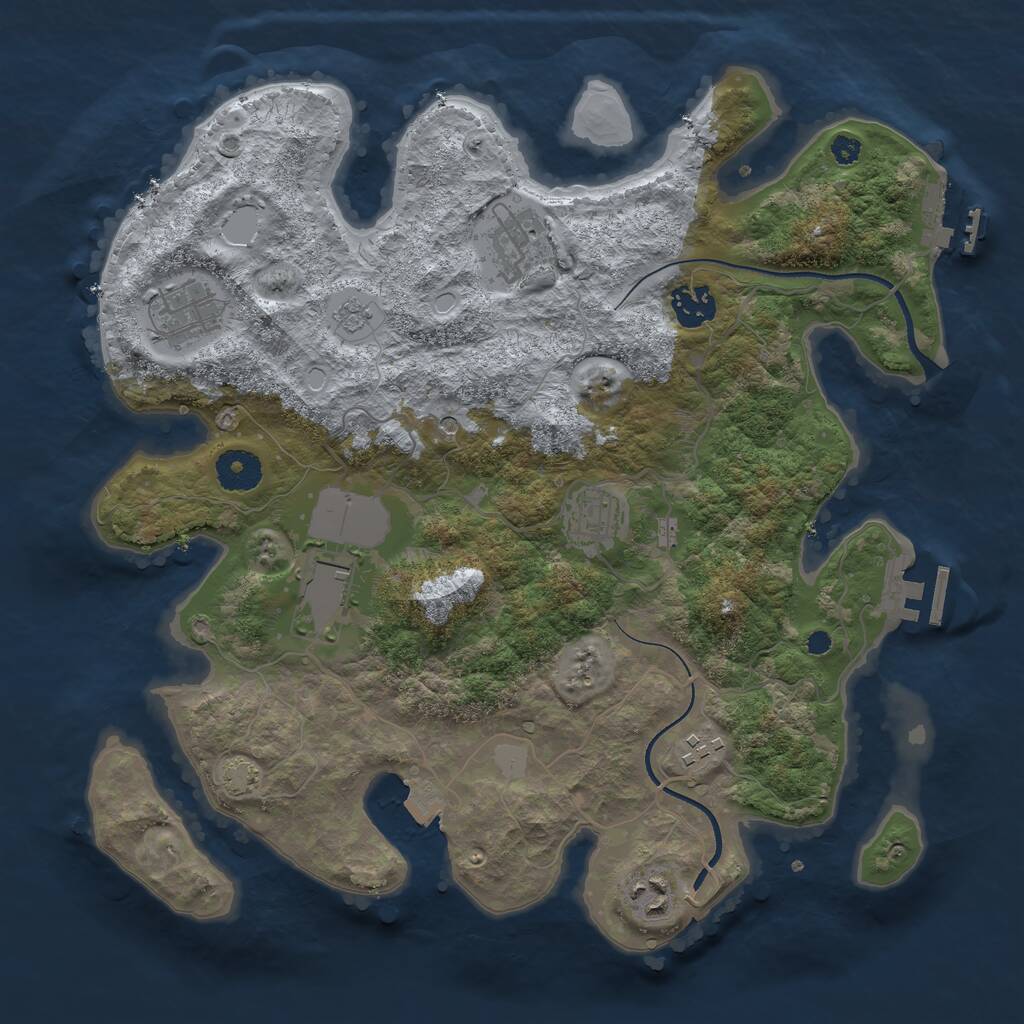 Rust Map: Procedural Map, Size: 3500, Seed: 625802249, 13 Monuments