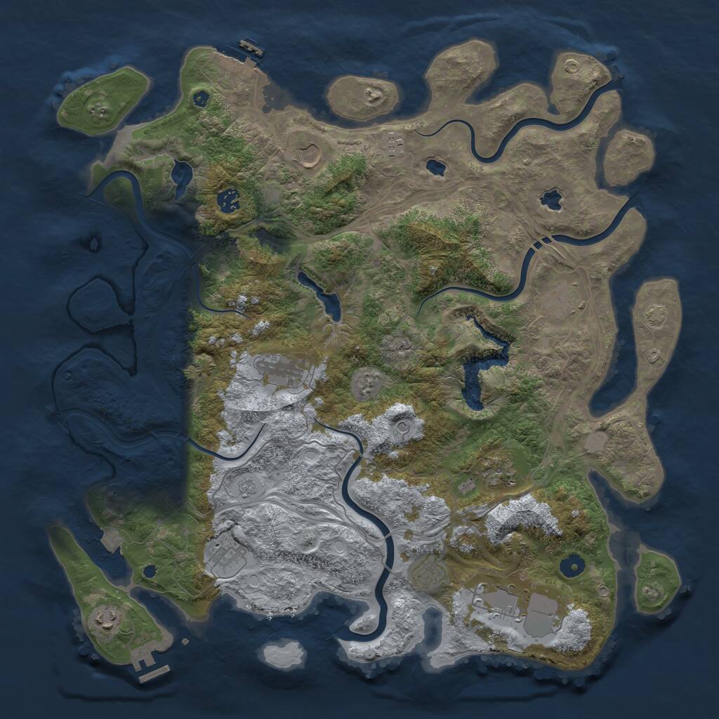 Rust Map: Procedural Map, Size: 4500, Seed: 800842069, 16 Monuments