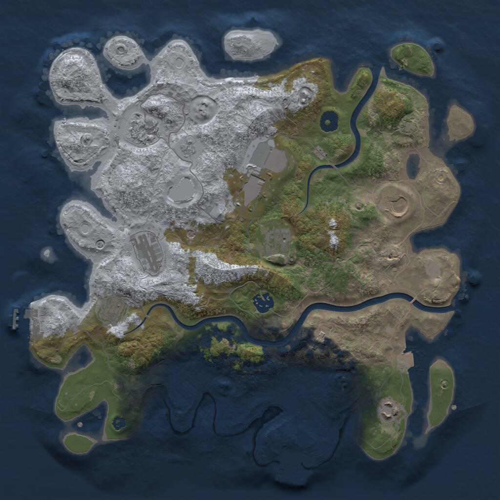 Rust Map: Procedural Map, Size: 3750, Seed: 3367644, 15 Monuments