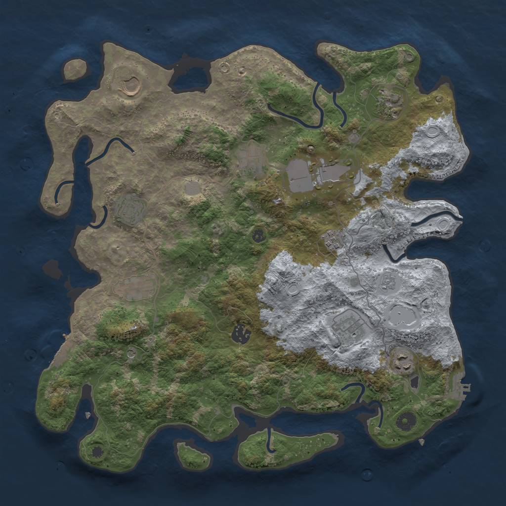 Rust Map: Procedural Map, Size: 3950, Seed: 1800107216, 19 Monuments