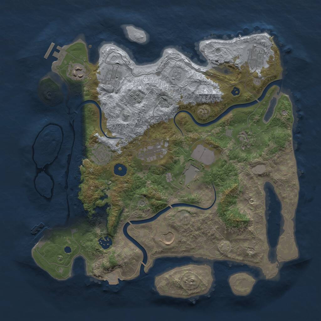 Rust Map: Procedural Map, Size: 3750, Seed: 87233, 16 Monuments
