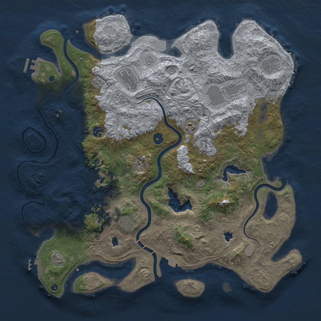 Rust Map: Procedural Map, Size: 4500, Seed: 649942117, 15 Monuments