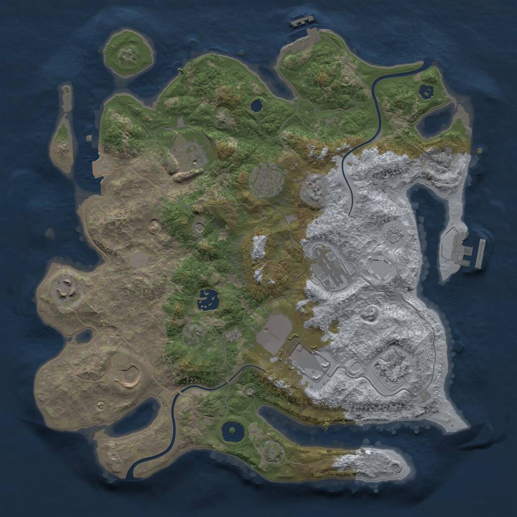 Rust Map: Procedural Map, Size: 3500, Seed: 660868006, 14 Monuments