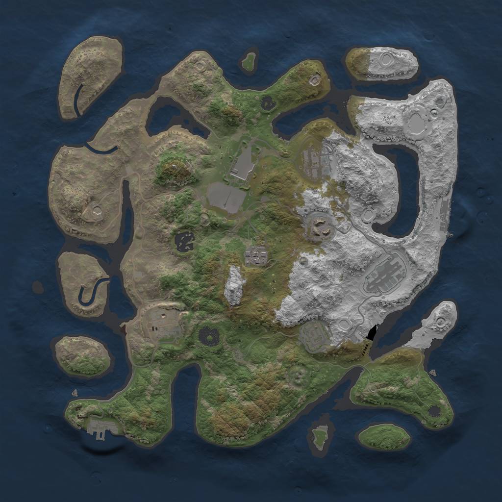 Rust Map: Procedural Map, Size: 3600, Seed: 2525647, 16 Monuments